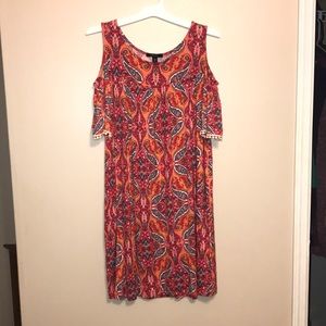 Paisley print open-shoulder dress